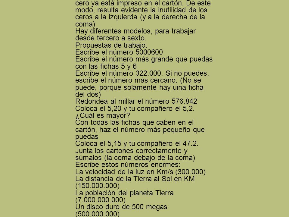 Con las fichas del 1 al 9 y estos cartones se puede trabajar la numeración.