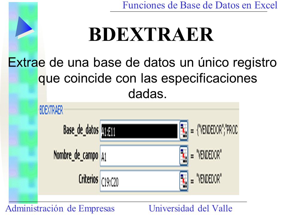 Funciones de Base de Datos en Excel