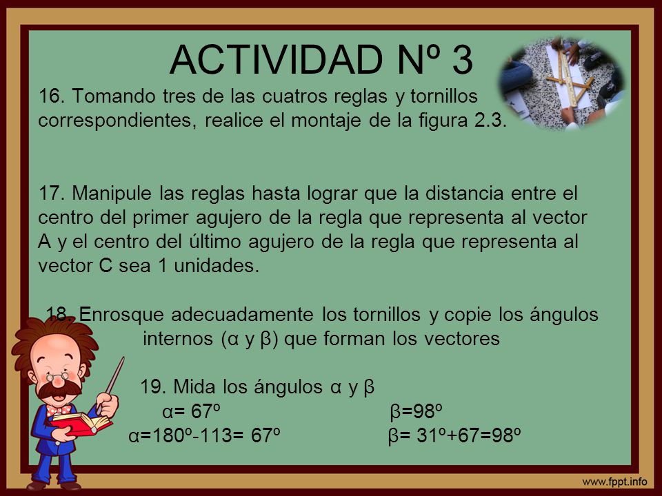 ACTIVIDAD Nº Tomando tres de las cuatros reglas y tornillos correspondientes, realice el montaje de la figura 2.3.