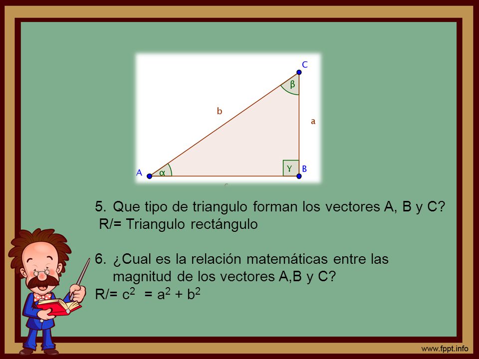 Que tipo de triangulo forman los vectores A, B y C