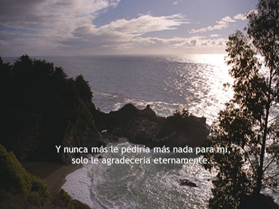Y nunca más le pediría más nada para mi, solo le agradecería eternamente...