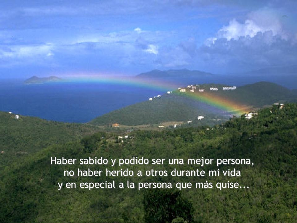 Haber sabido y podido ser una mejor persona, no haber herido a otros durante mi vida y en especial a la persona que más quise...