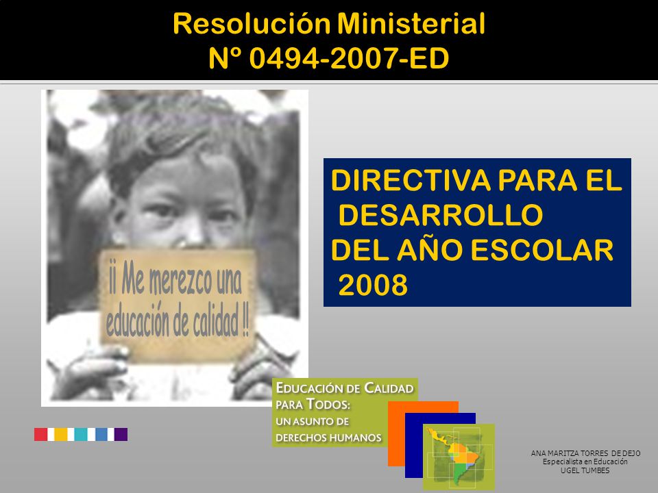 ¡¡ Me merezco una educación de calidad !! Resolución Ministerial