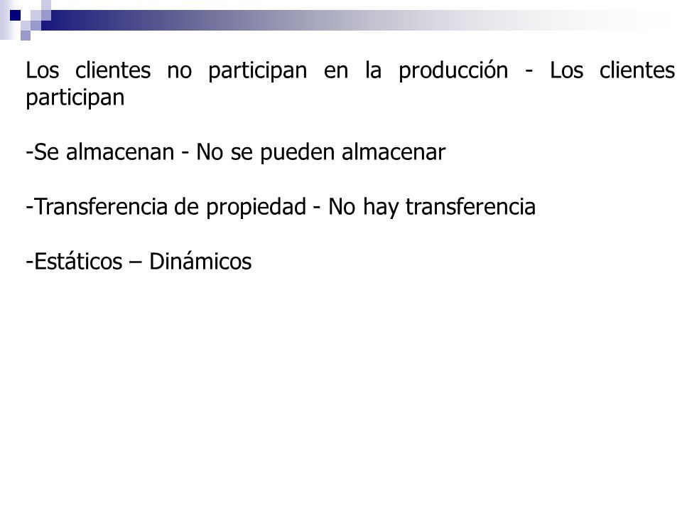 Los clientes no participan en la producción - Los clientes participan