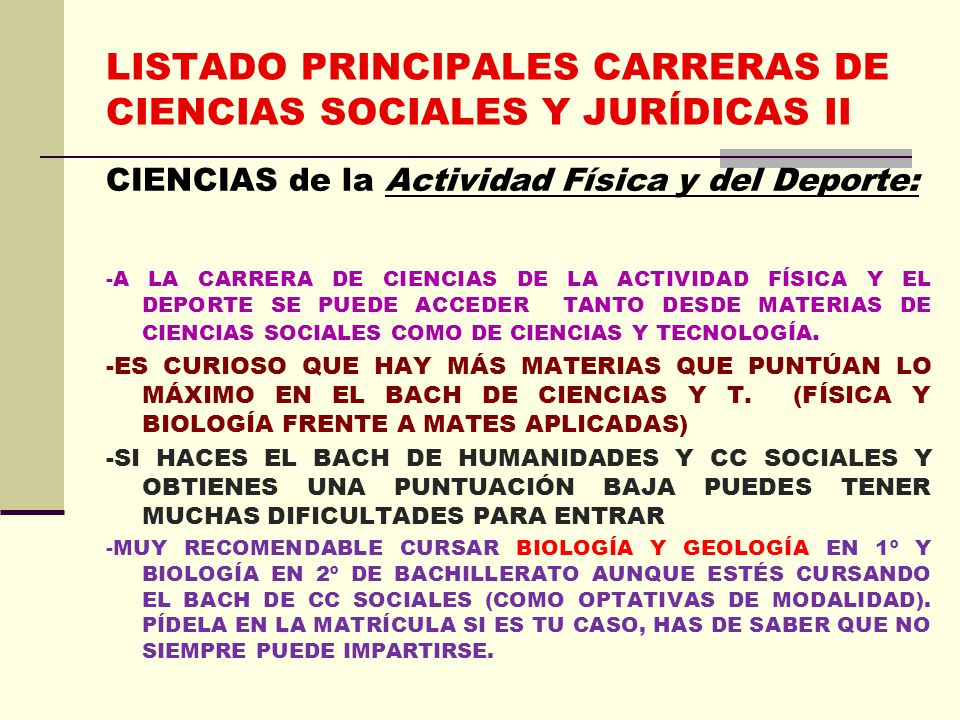 LISTADO PRINCIPALES CARRERAS DE CIENCIAS SOCIALES Y JURÍDICAS II