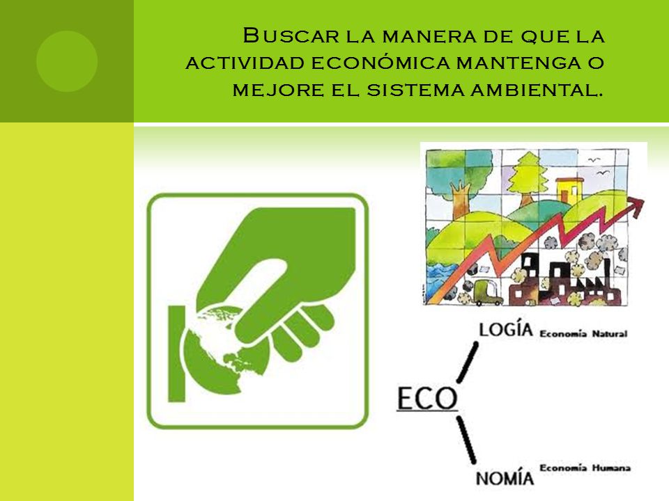 Buscar la manera de que la actividad económica mantenga o mejore el sistema ambiental.