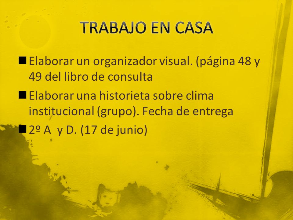 TRABAJO EN CASA Elaborar un organizador visual. (página 48 y 49 del libro de consulta.