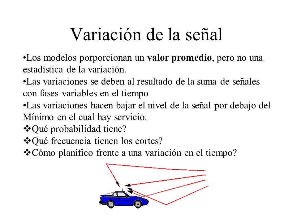 Variación de la señal Los modelos porporcionan un valor promedio, pero no una estadística de la variación.