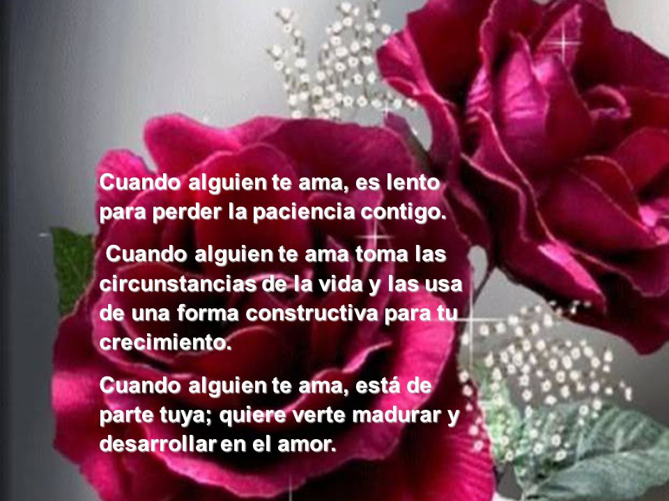 Cuando alguien te ama, es lento para perder la paciencia contigo.