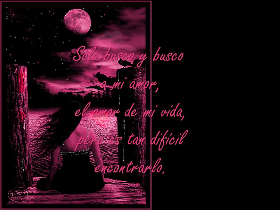 Solo busco y busco a mi amor, el amor de mi vida, pero es tan difícil encontrarlo.