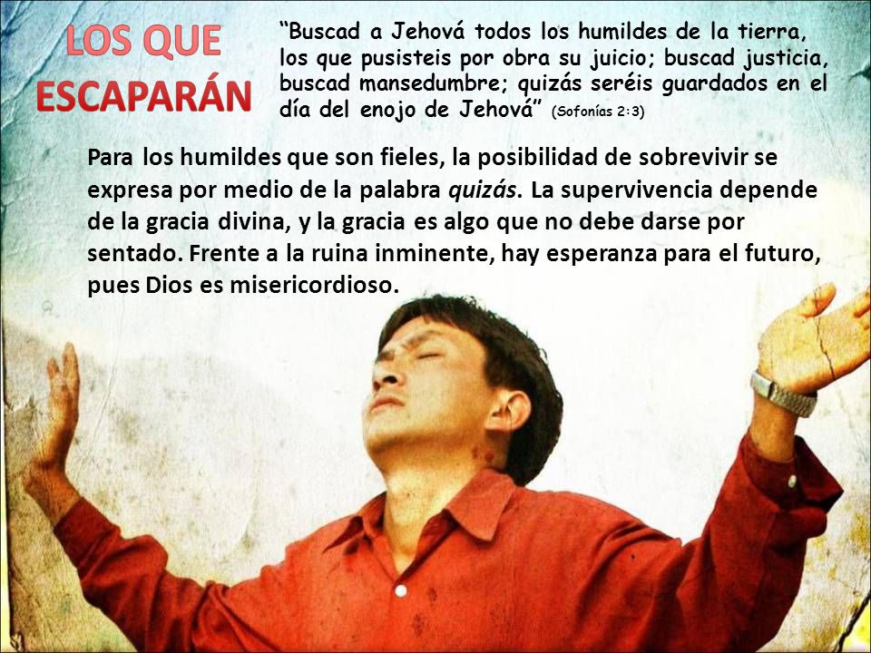 Buscad a Jehová todos los humildes de la tierra, los que pusisteis por obra su juicio; buscad justicia, buscad mansedumbre; quizás seréis guardados en el día del enojo de Jehová (Sofonías 2:3)