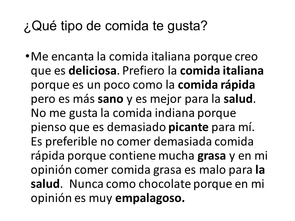 ¿Qué tipo de comida te gusta