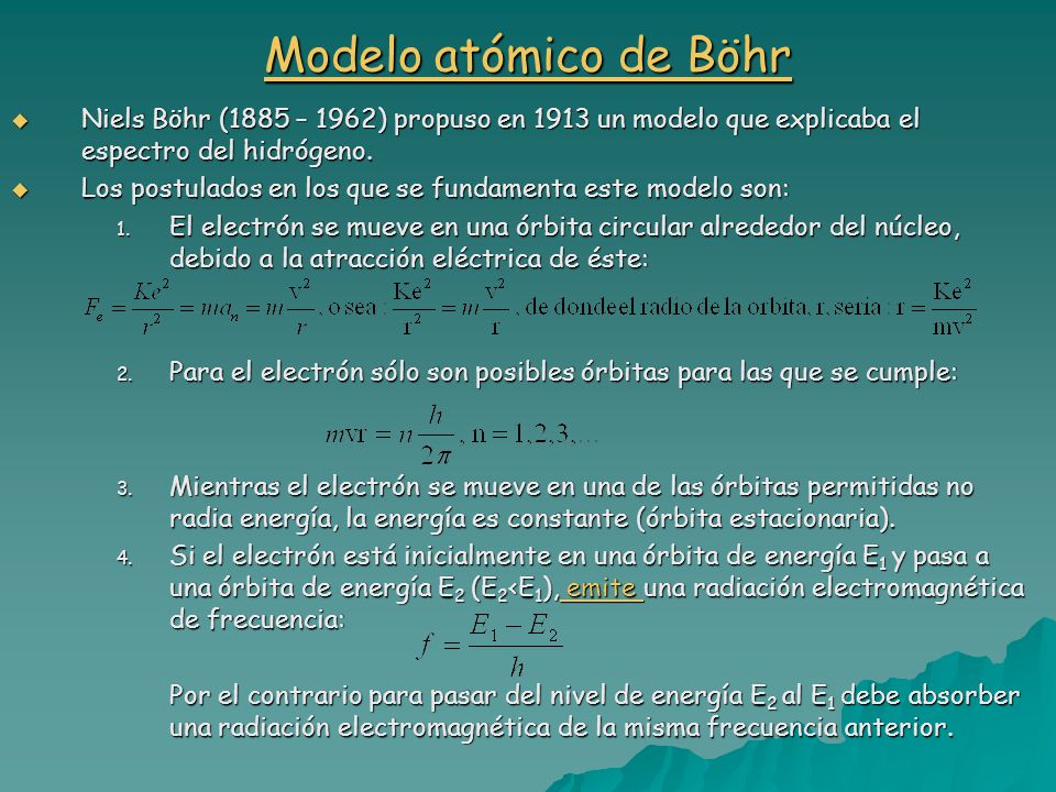 Modelo atómico de Böhr Niels Böhr (1885 – 1962) propuso en 1913 un modelo que explicaba el espectro del hidrógeno.