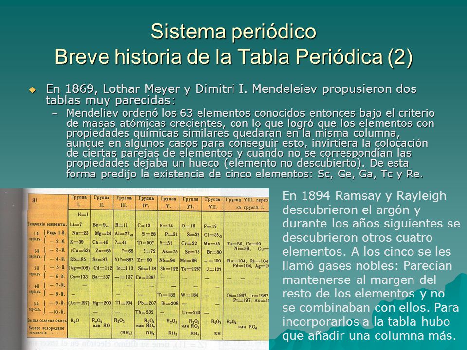 Sistema periódico Breve historia de la Tabla Periódica (2)