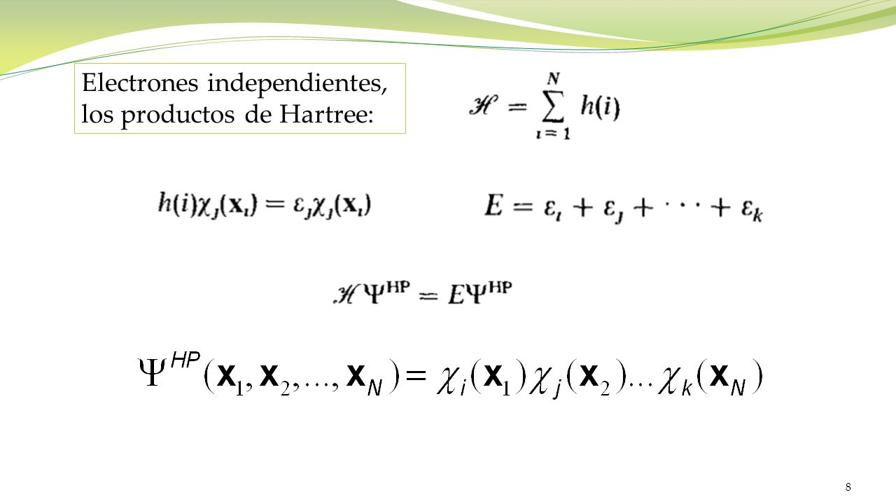 Electrones independientes, los productos de Hartree: