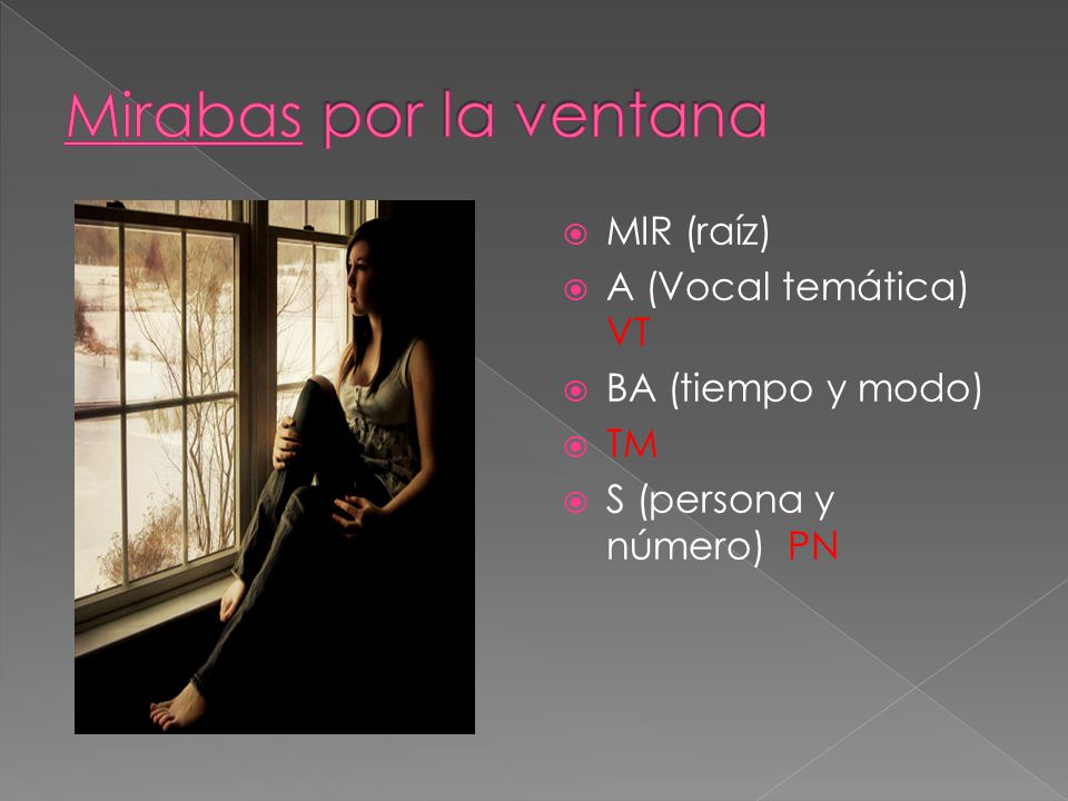 Mirabas por la ventana MIR (raíz) A (Vocal temática) VT