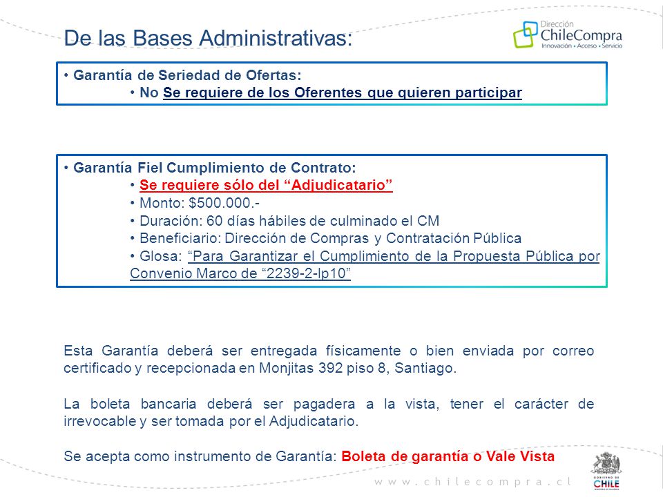 De las Bases Administrativas: