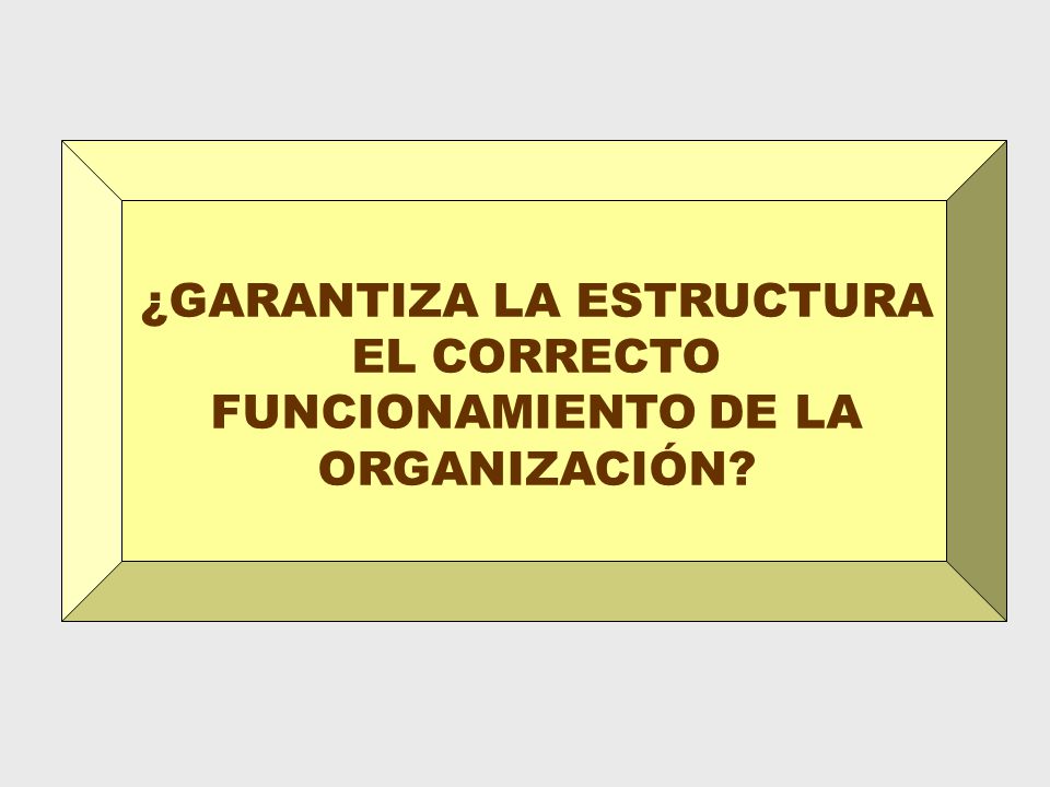 ¿GARANTIZA LA ESTRUCTURA EL CORRECTO FUNCIONAMIENTO DE LA ORGANIZACIÓN