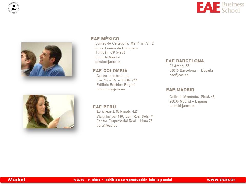 EAE MÉXICO EAE BARCELONA EAE COLOMBIA EAE MADRID EAE PERÚ