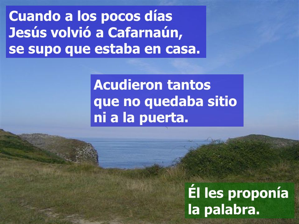 Cuando a los pocos días Jesús volvió a Cafarnaún, se supo que estaba en casa.