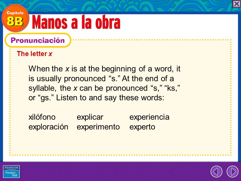 When the x is at the beginning of a word, it