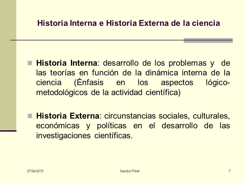 Historia Interna e Historia Externa de la ciencia
