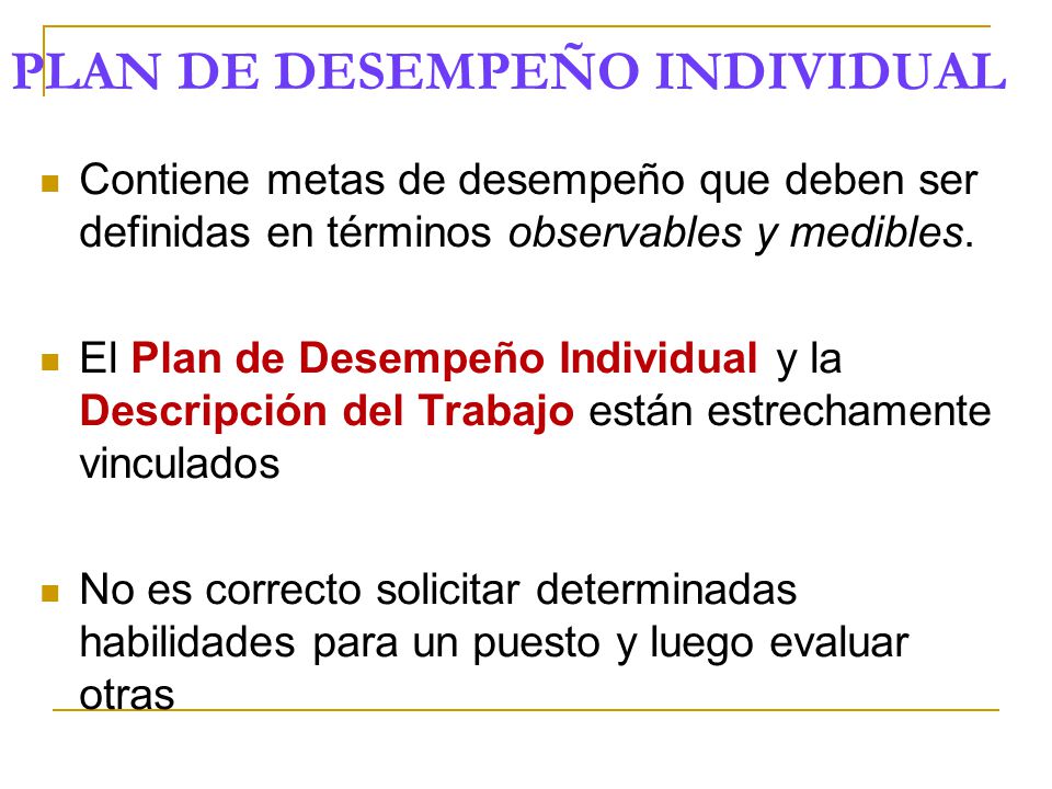 PLAN DE DESEMPEÑO INDIVIDUAL
