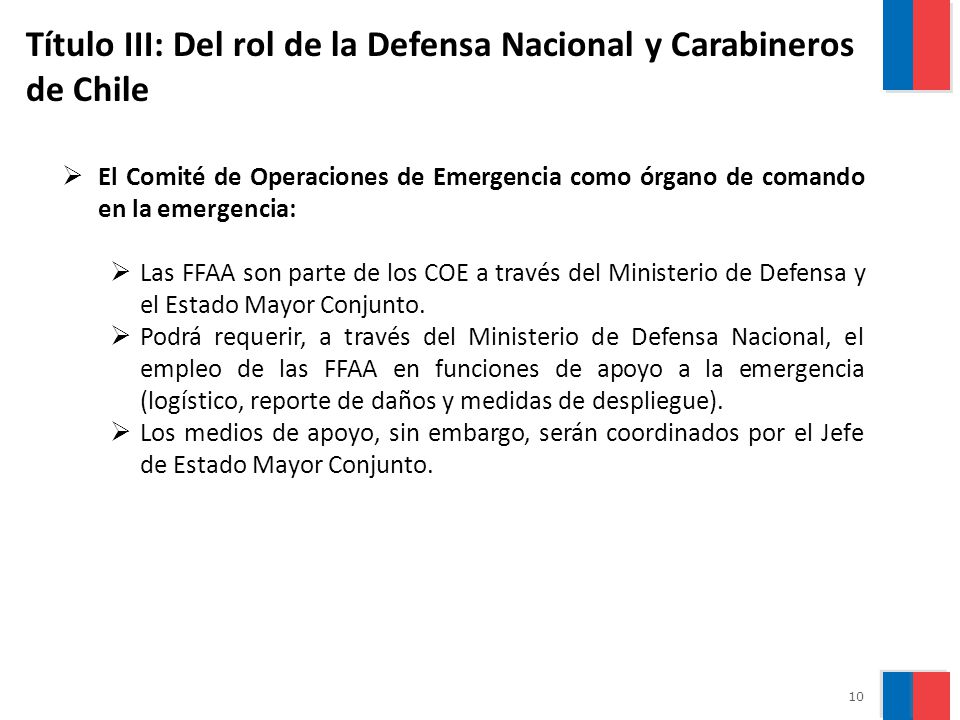 Título III: Del rol de la Defensa Nacional y Carabineros de Chile