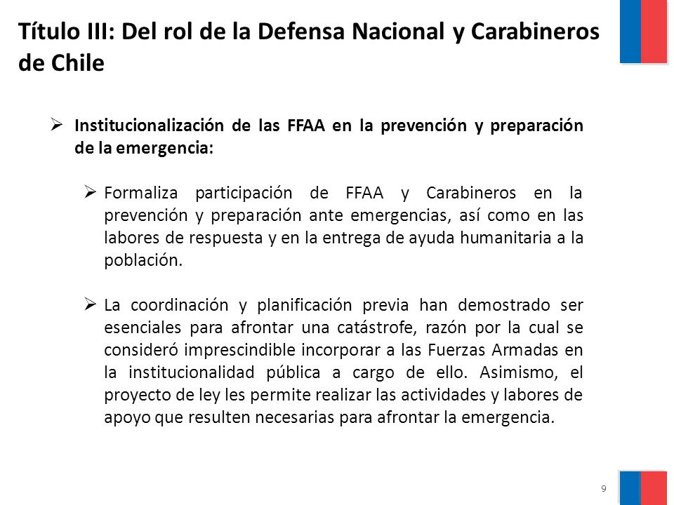 Título III: Del rol de la Defensa Nacional y Carabineros de Chile