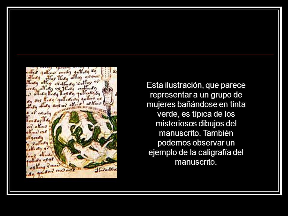 Esta ilustración, que parece representar a un grupo de mujeres bañándose en tinta verde, es típica de los misteriosos dibujos del manuscrito.