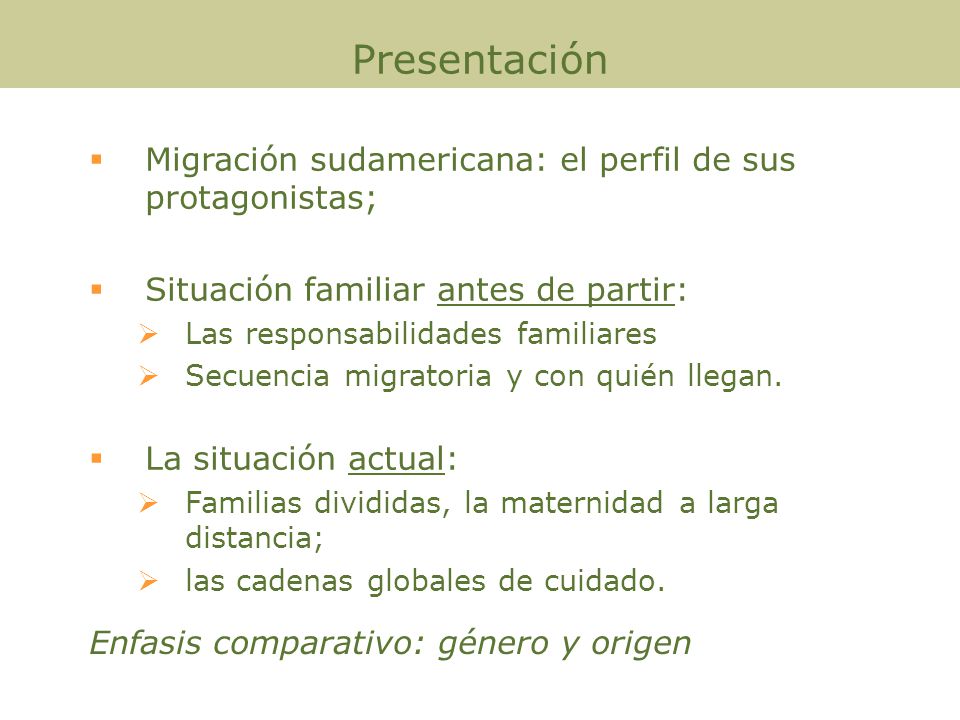 Presentación Migración sudamericana: el perfil de sus protagonistas;