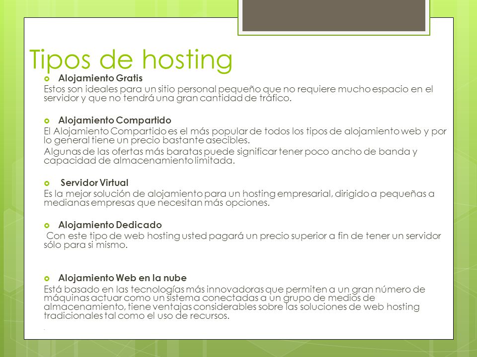 Tipos de hosting Alojamiento Gratis