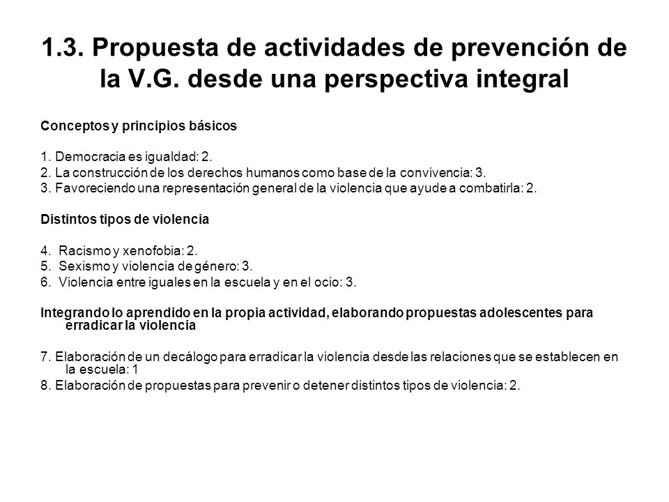 1. 3. Propuesta de actividades de prevención de la V. G