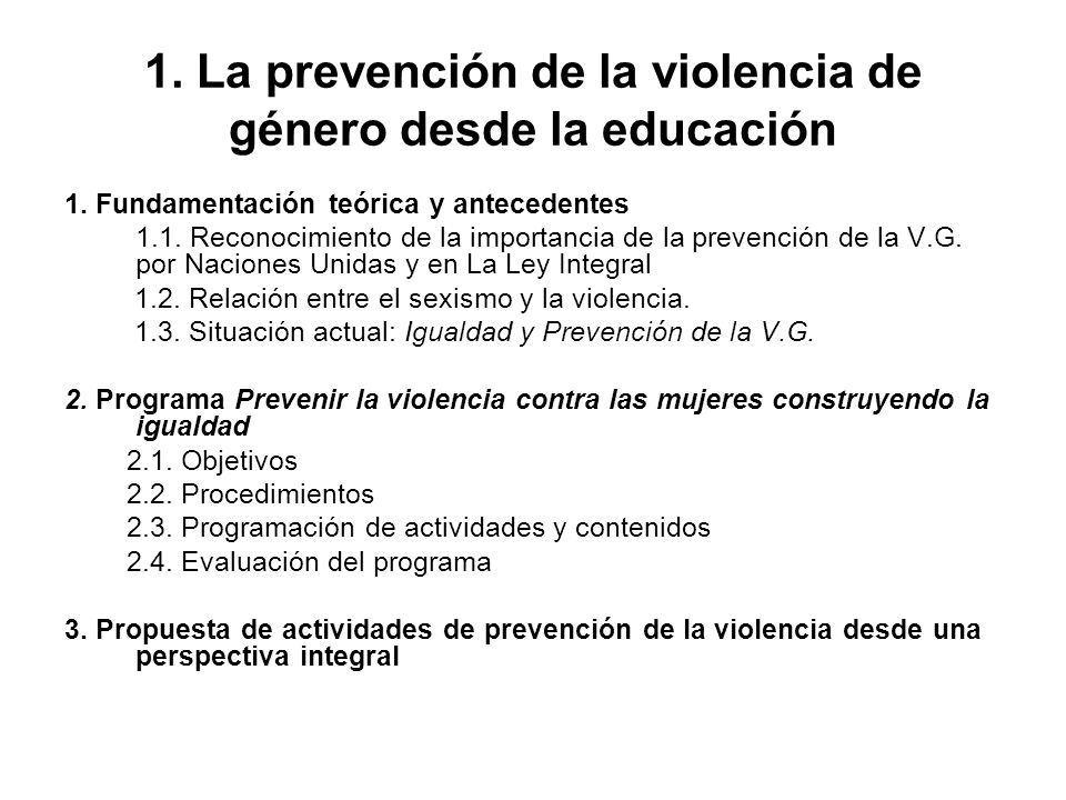 1. La prevención de la violencia de género desde la educación