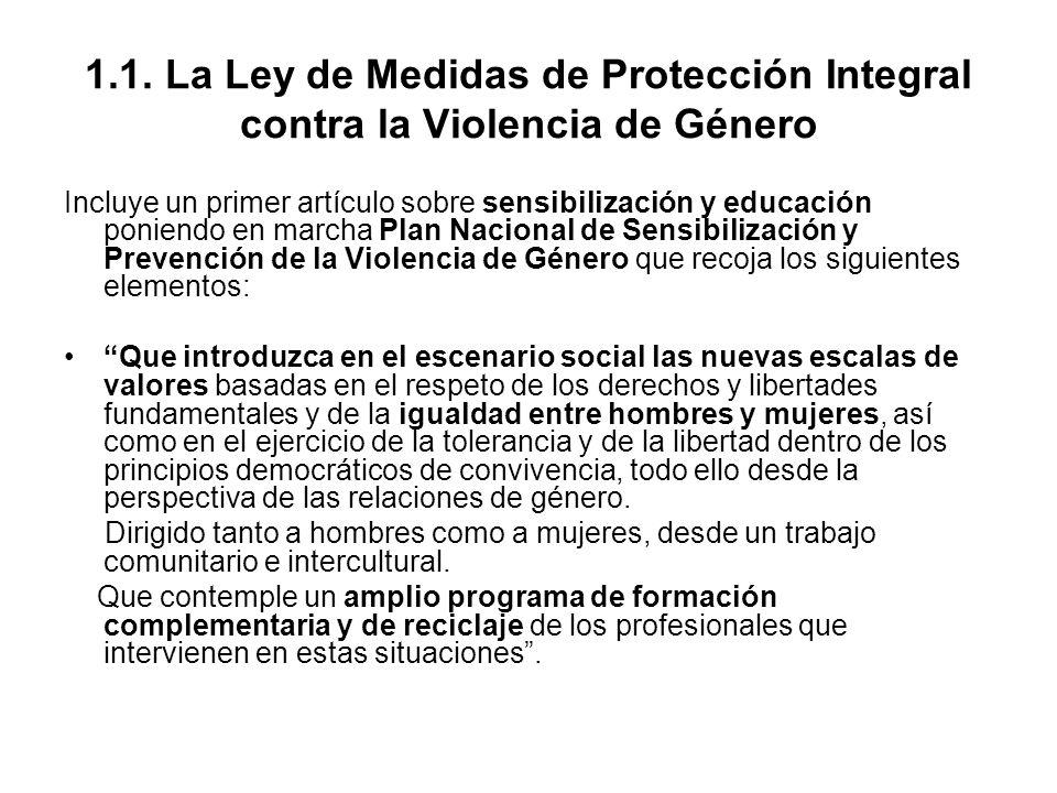 1.1. La Ley de Medidas de Protección Integral contra la Violencia de Género