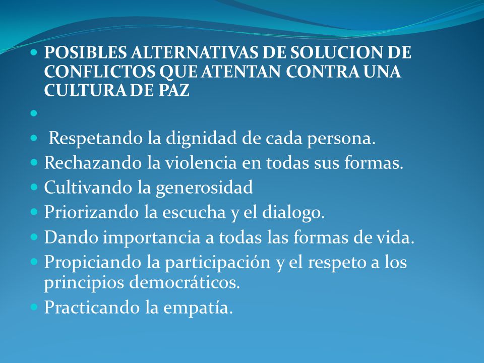 Rechazando la violencia en todas sus formas. Cultivando la generosidad