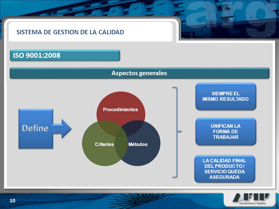 LA CALIDAD FINAL DEL PRODUCTO / SERVICIO QUEDA ASEGURADA