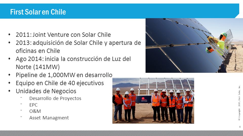 First Solar en Chile 2011: Joint Venture con Solar Chile