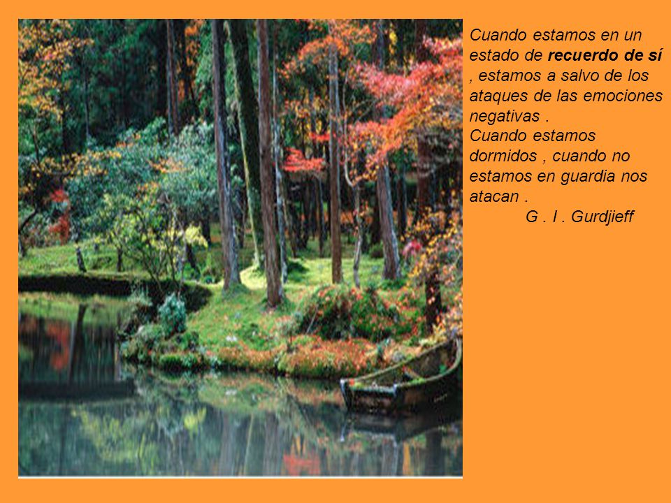 Cuando estamos en un estado de recuerdo de sí , estamos a salvo de los ataques de las emociones negativas .