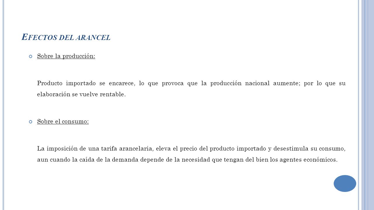 Efectos del arancel Sobre la producción: