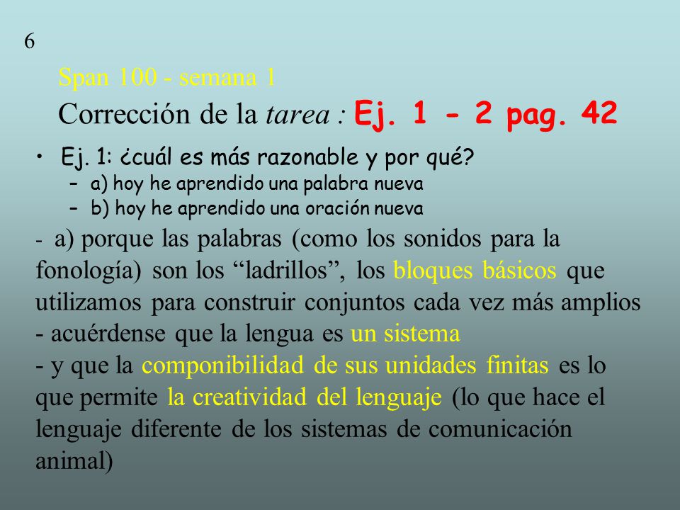 Span semana 1 Corrección de la tarea : Ej pag. 42