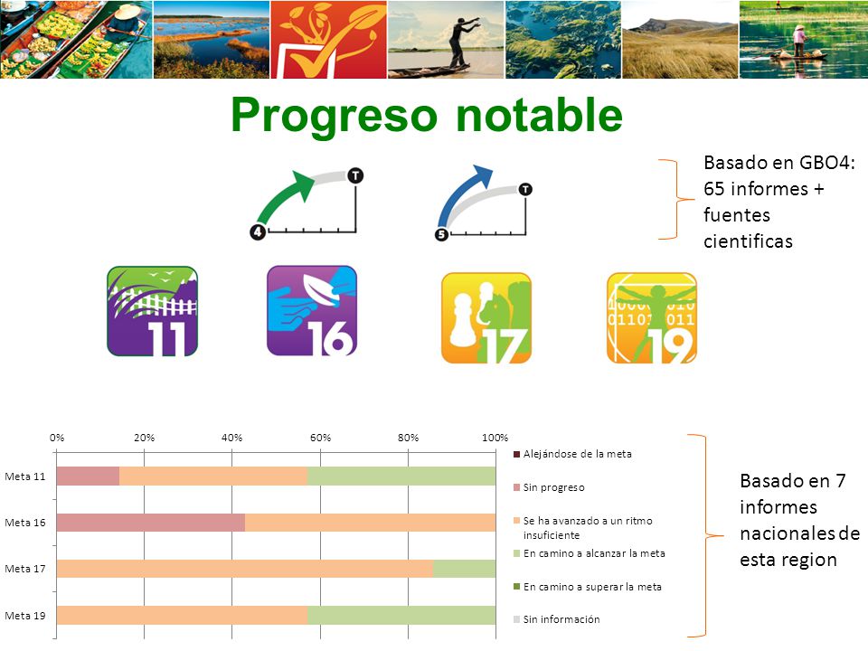 Progreso notable Basado en GBO4: 65 informes + fuentes cientificas