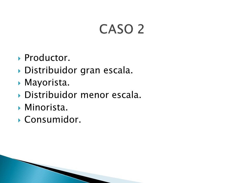 CASO 2 Productor. Distribuidor gran escala. Mayorista.