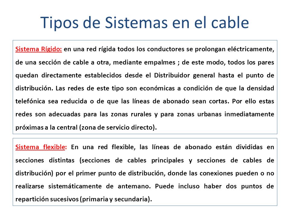 Tipos de Sistemas en el cable