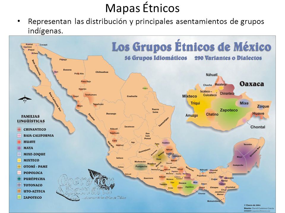 Mapas Étnicos Representan las distribución y principales asentamientos de grupos indígenas.
