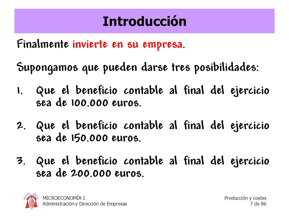 Introducción Finalmente invierte en su empresa. Supongamos que pueden darse tres posibilidades: