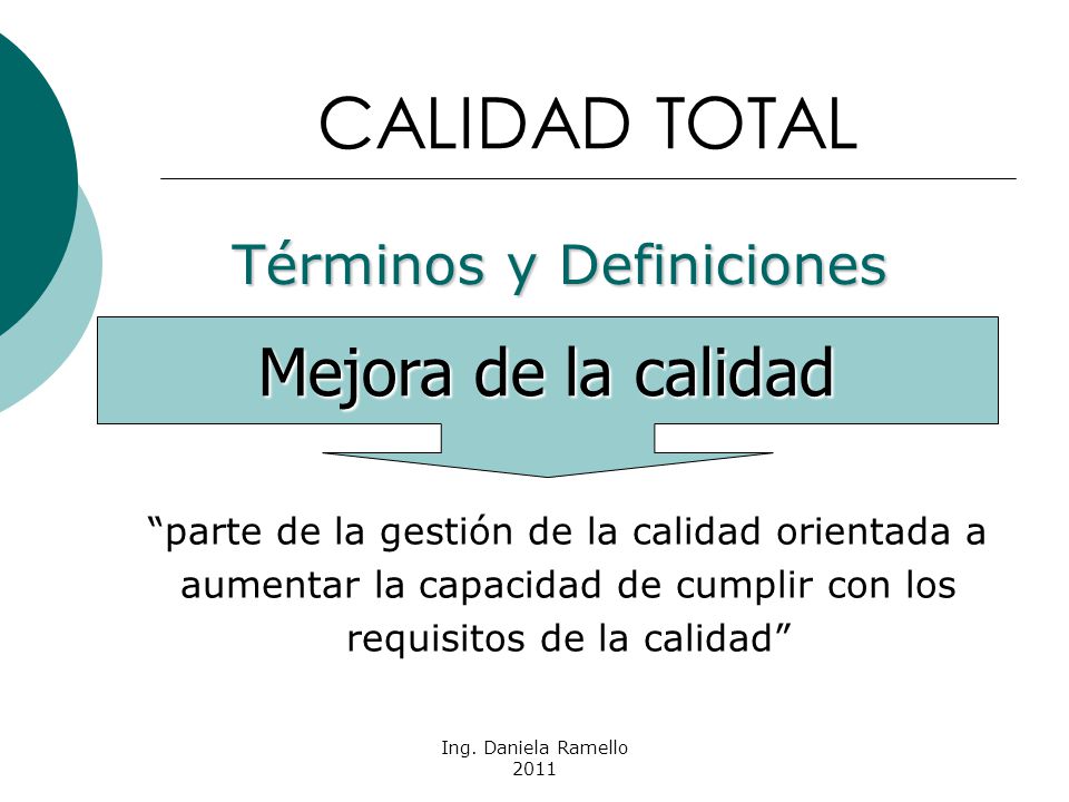 CALIDAD TOTAL Mejora de la calidad Términos y Definiciones