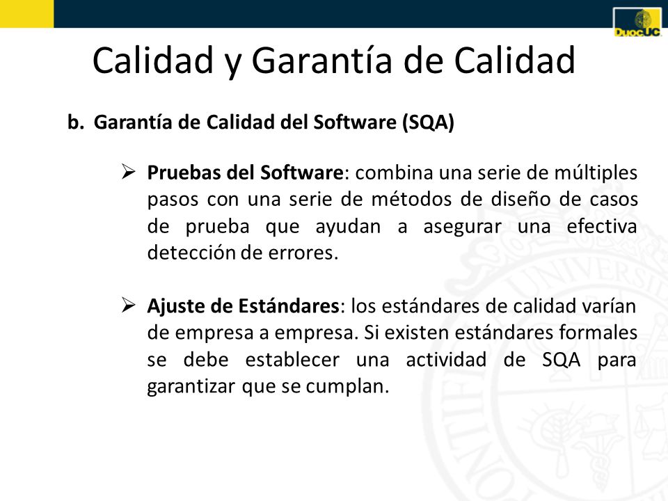 Calidad y Garantía de Calidad