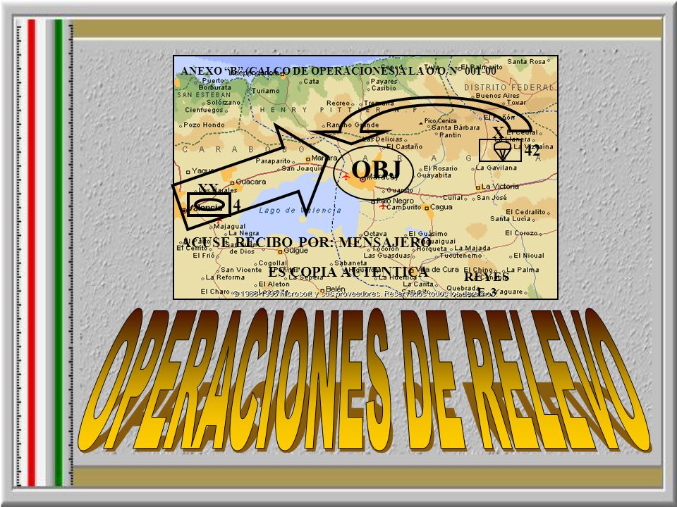 OPERACIONES DE RELEVO OBJ X 42 4 XX ACUSE RECIBO POR: MENSAJERO