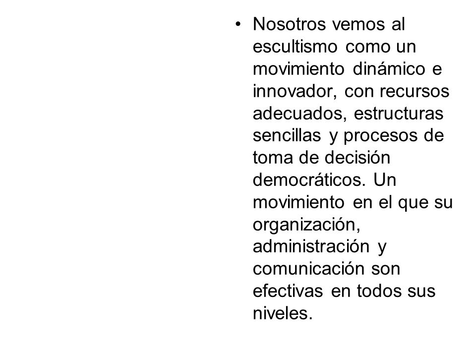Nosotros vemos al escultismo como un movimiento dinámico e innovador, con recursos adecuados, estructuras sencillas y procesos de toma de decisión democráticos.